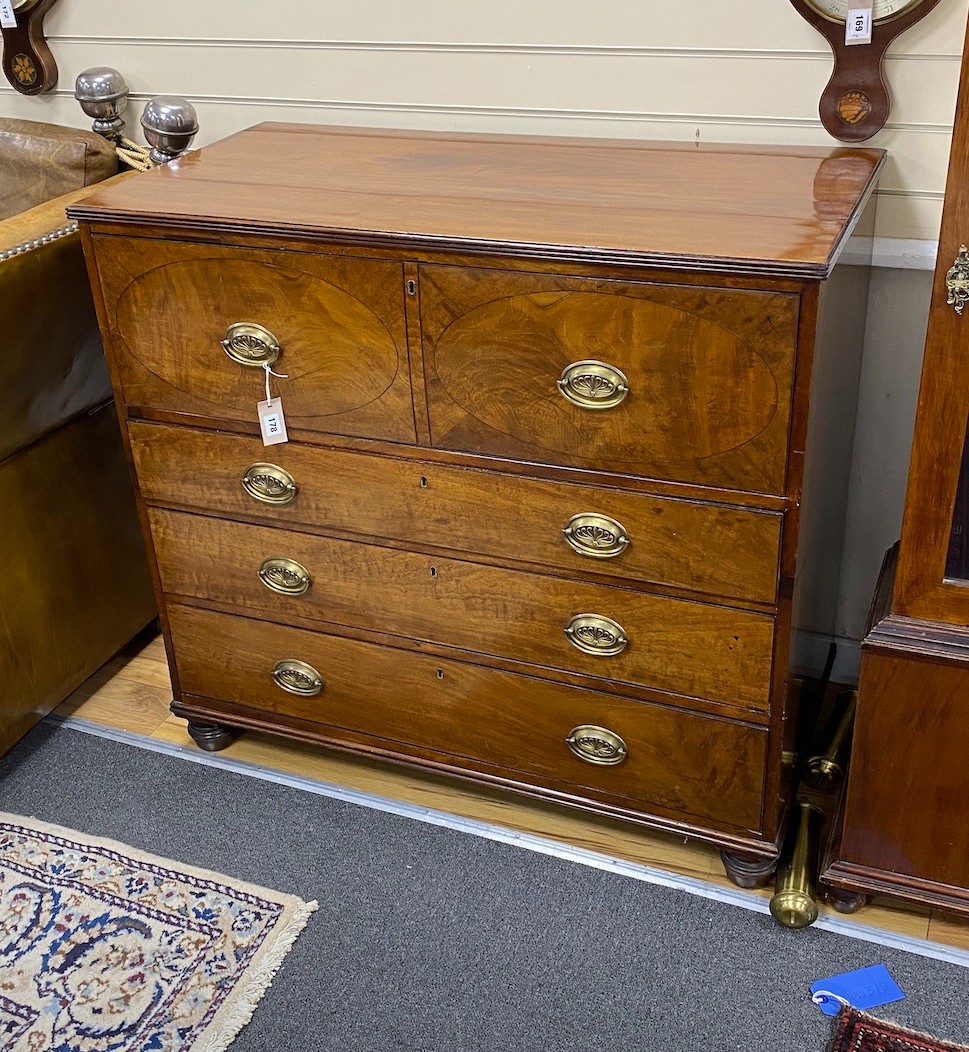 A George IV mahogany secretaire chest, width 109cm, depth 55cm, height 101cm